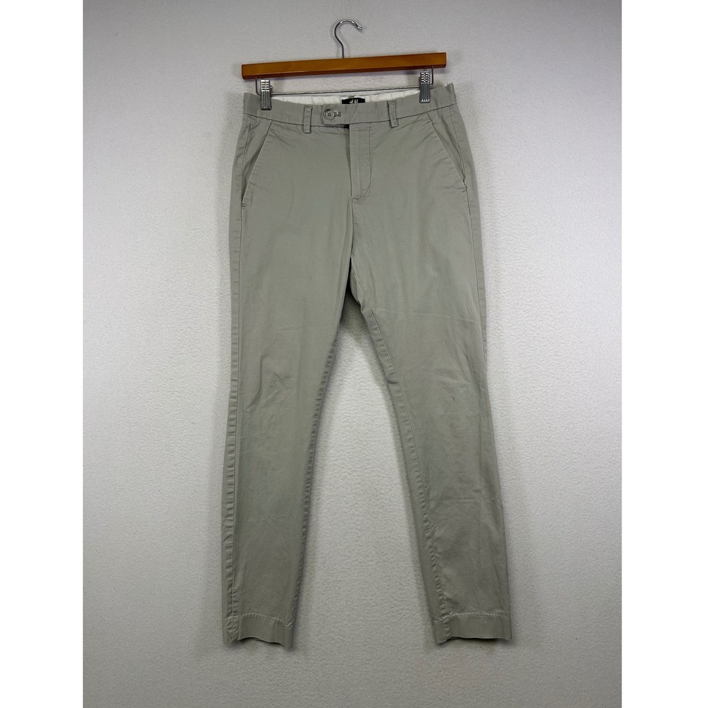 Minimalist H&M Mens 30R‎ Gray Skinny Fit Stretch Chino Khaki Pants 0653229 8